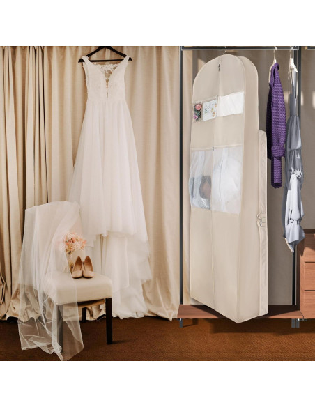 Bolsa de Vestido de Novia Univivi 182.88 cm Beige con Bolsillos