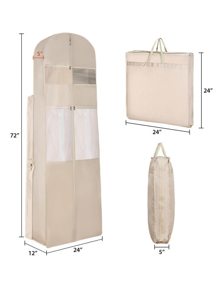 Bolsa de Vestido de Novia Univivi 182.88 cm Beige con Bolsillos