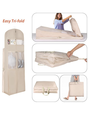 Bolsa de Vestido de Novia Univivi 182.88 cm Beige con Bolsillos