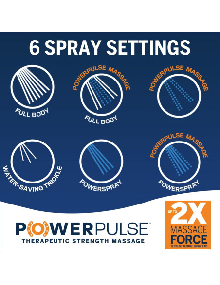 Cabezal de Ducha Waterpik PowerPulse 6 Modos Cromo XAS-613E