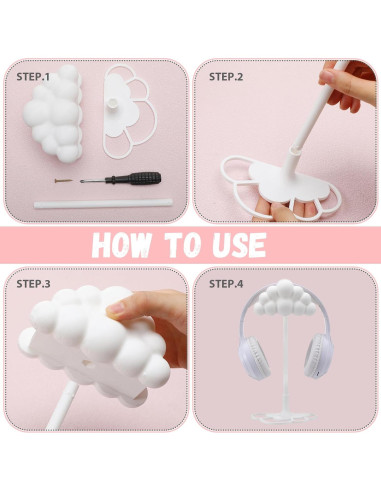 Soporte para Auriculares Yookeer Nube Blanca 25x12 cm