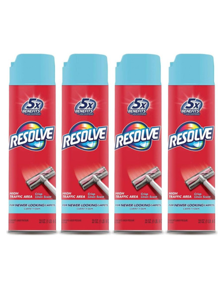 Espuma limpiadora de alfombra Resolve 88 oz, lino fresco, 4 latas