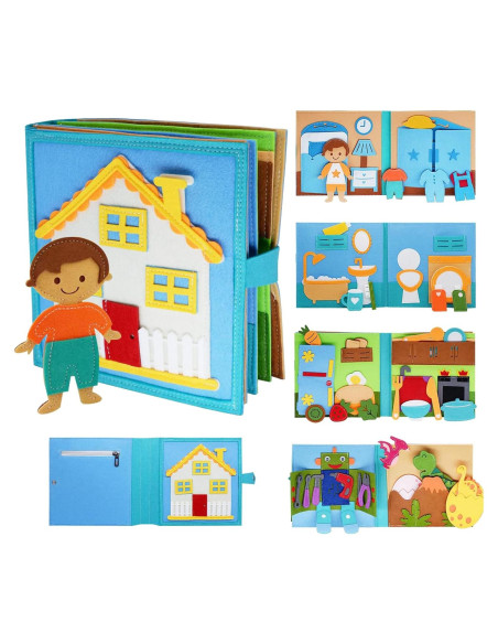 Libro Ocupado Montessori de Fieltro para Niños 3-6 Años