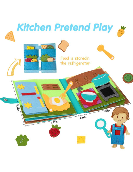 Libro Ocupado Montessori de Fieltro para Niños 3-6 Años