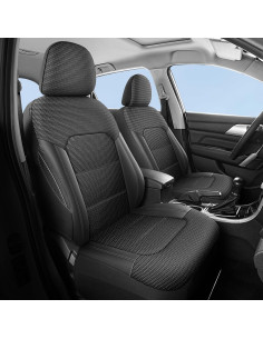 Fundas de Asiento de Coche HChengkikz, Negro, Transpirables 2