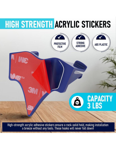 Ganchos Adhesivos para Sombreros Hula Home - Paquete de 10 Azul