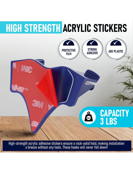 Ganchos Adhesivos para Sombreros Hula Home - Paquete de 10 Azul