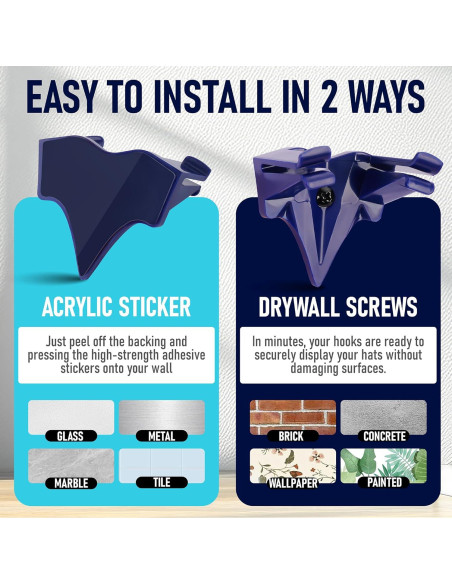 Ganchos Adhesivos para Sombreros Hula Home - Paquete de 10 Azul