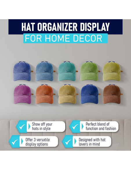 Ganchos Adhesivos para Sombreros Hula Home - Paquete de 10 Azul