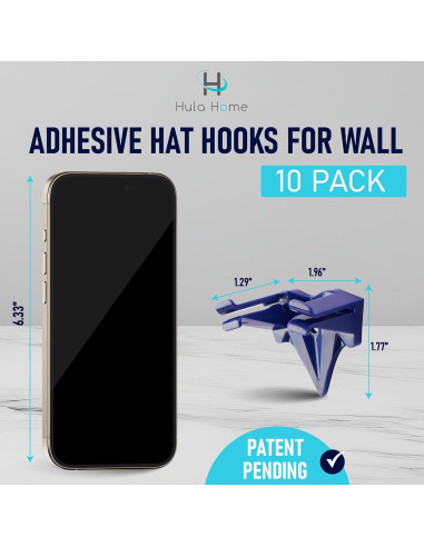 Ganchos Adhesivos para Sombreros Hula Home - Paquete de 10 Azul