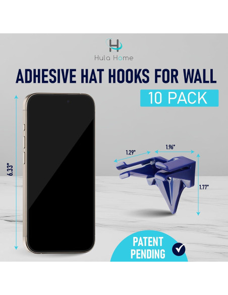 Ganchos Adhesivos para Sombreros Hula Home - Paquete de 10 Azul