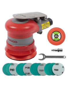 Lijadora orbital neumática UPWOOD 3" 12000 RPM con 12 lijas