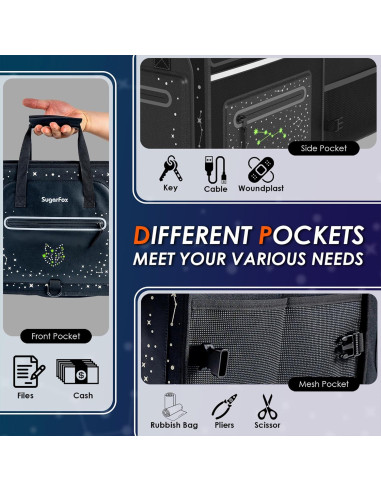 Organizador de Maletero SugarFox 63L Impermeable Plegable Negro