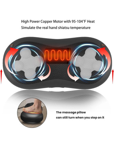 Almohada de Masaje Ajustable Massagease 8 Cabezas Calentada