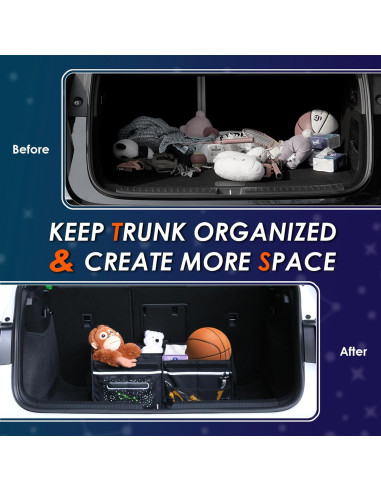 Organizador de Maletero SugarFox 63L Impermeable Plegable Negro