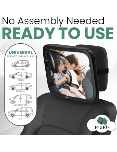 Espejo de Coche para Bebé Leo y Ella - Extra Grande y Ultra Claro 2