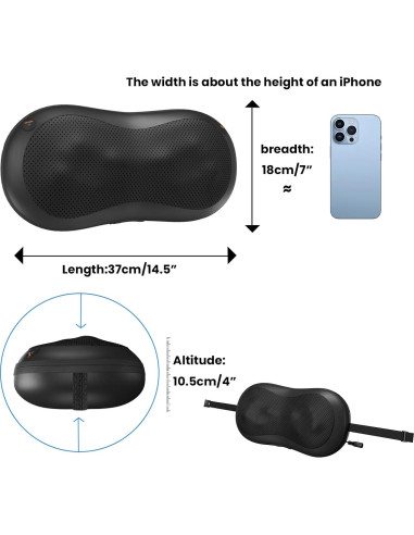 Almohada de Masaje Ajustable Massagease 8 Cabezas Calentada