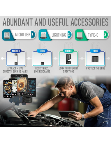 Cámara Endoscópica 5M HertzEagle IP67 con Luz Ajustable