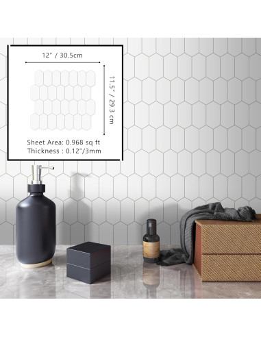 Azulejo Hexagonal Autoadhesivo El Plaza de Azulejos Blanco 30.48x29.21cm