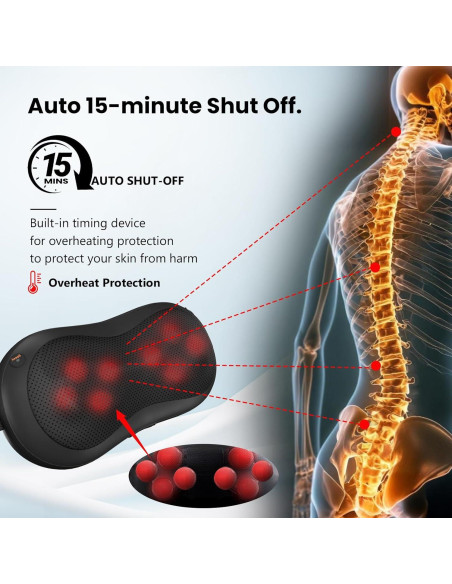 Almohada de Masaje Ajustable Massagease 8 Cabezas Calentada