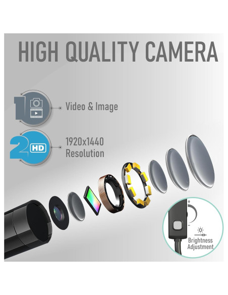 Cámara Endoscópica 5M HertzEagle IP67 con Luz Ajustable