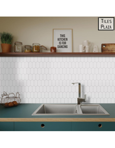 Azulejo Hexagonal Autoadhesivo El Plaza de Azulejos Blanco 30.48x29.21cm
