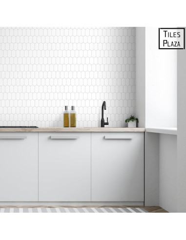 Azulejo Hexagonal Autoadhesivo El Plaza de Azulejos Blanco 30.48x29.21cm