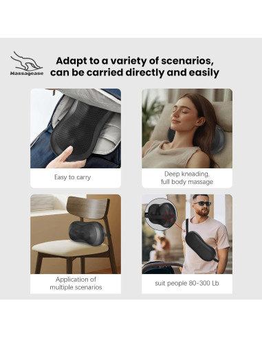 Almohada de Masaje Ajustable Massagease 8 Cabezas Calentada