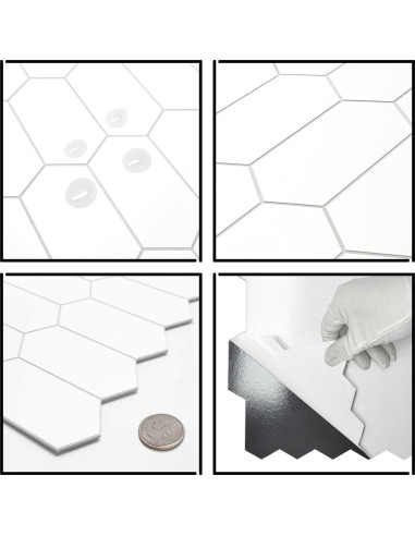 Azulejo Hexagonal Autoadhesivo El Plaza de Azulejos Blanco 30.48x29.21cm