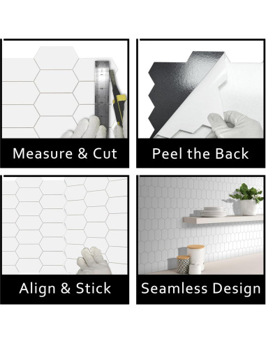 Azulejo Hexagonal Autoadhesivo El Plaza de Azulejos Blanco 30.48x29.21cm