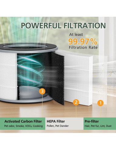 Filtro de Reemplazo Isinlive AP-T10FL para Purificador HoMedics