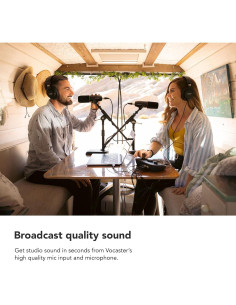 Focusrite Vocaster Two Studio - Interfaz de Podcasting con Micrófono DM14v y Auriculares HP60v 2