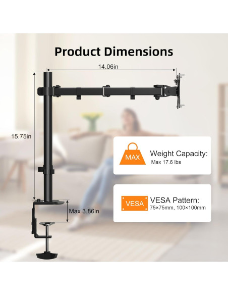 Soporte de Monitor Pholiten Ajustable 13-27 Pulgadas Negro Soporte de Monitor Pholiten Ajustable 13-27 Pulgadas Negro