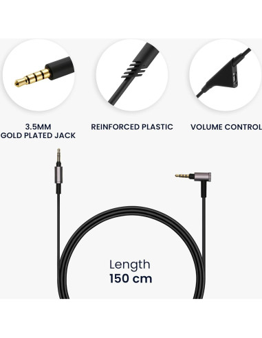 Cable de Auriculares kwmobile 150cm con Control de Volumen para Sony