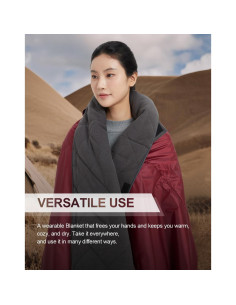 Manta con Capucha C-LIGHT 200x150cm Impermeable Rojo Vino 2