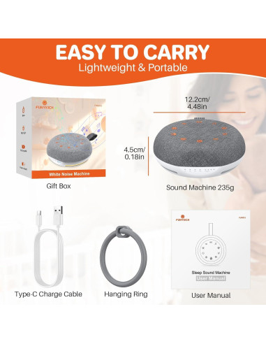 Máquina de Sonido Blanco FUNYKICH Portátil con 40 Sonidos