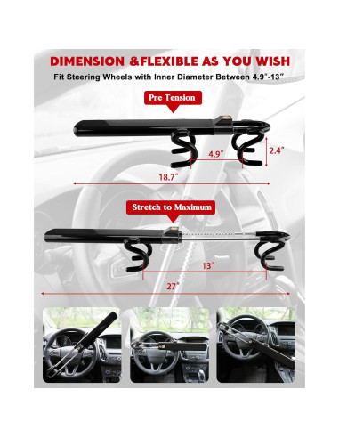 Bloqueo de Volante Antirrobo Tevlaphee Ajustable 2.13 kg