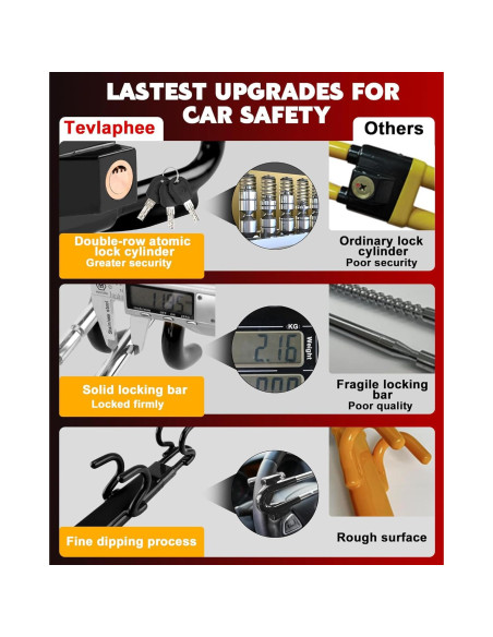 Bloqueo de Volante Antirrobo Tevlaphee Ajustable 2.13 kg