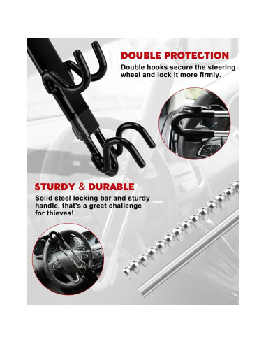 Bloqueo de Volante Antirrobo Tevlaphee Ajustable 2.13 kg
