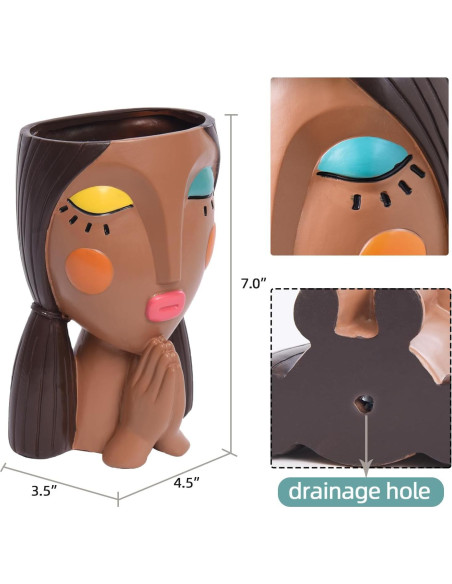 Maceta Decorativa de Resina Saysmile - Cara de Mujer Orando