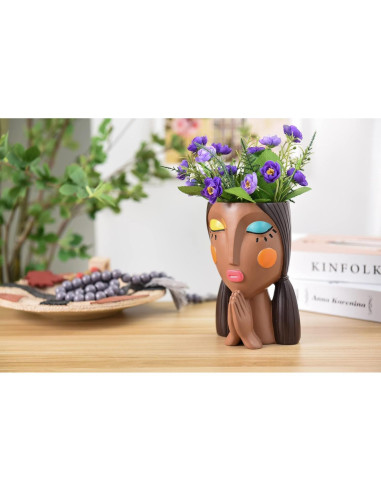 Maceta Decorativa de Resina Saysmile - Cara de Mujer Orando