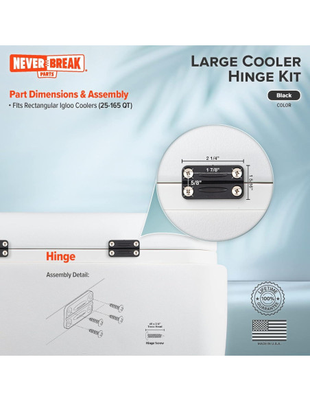 Paquete de 3 Bisagras NeverBreak para Enfriadores Igloo - Negro