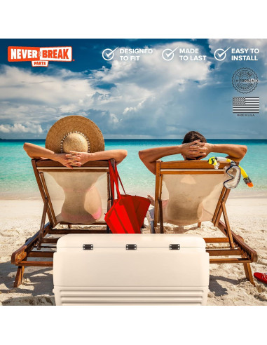 Paquete de 3 Bisagras NeverBreak para Enfriadores Igloo - Negro