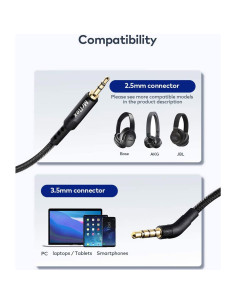 Cable de audio 2.5mm a 3.5mm Mr Rex 1.5m para Bose y JBL 2