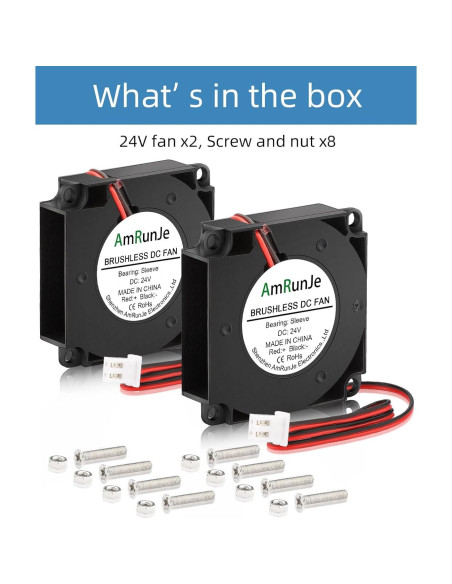 2 Ventiladores de Reemplazo 40mm 24V AmRunJe 9500 RPM