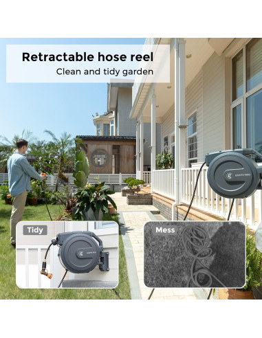 Carrete de Manguera Retráctil Giraffe 1/2" x 39.6m Soporte Metal