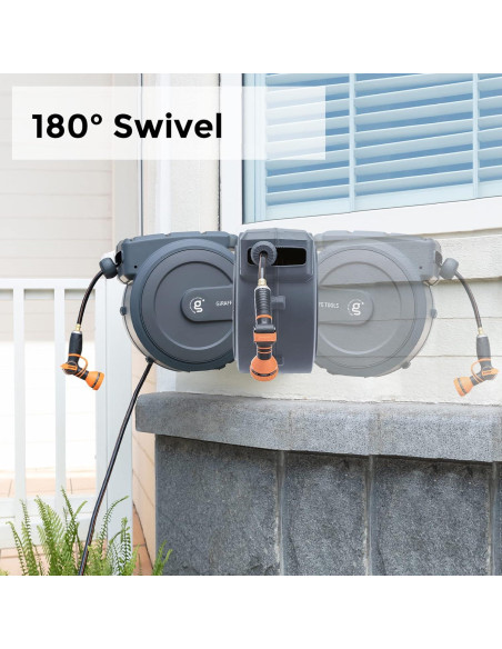 Carrete de Manguera Retráctil Giraffe 1/2" x 39.6m Soporte Metal