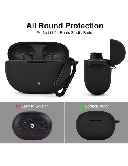Funda de Silicona AIRSPO para Beats Studio Buds 2021 - Negro