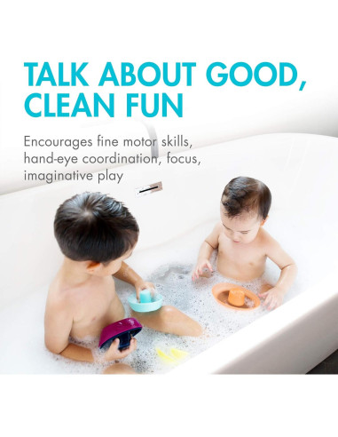 Boon Fleet Juguete de Baño para Bebés - 5 Barcos Apilables