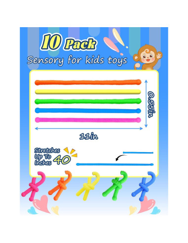 Paquete de 10 Juguetes Sensoriales Diltik - Cuerdas Fidget para Autismo